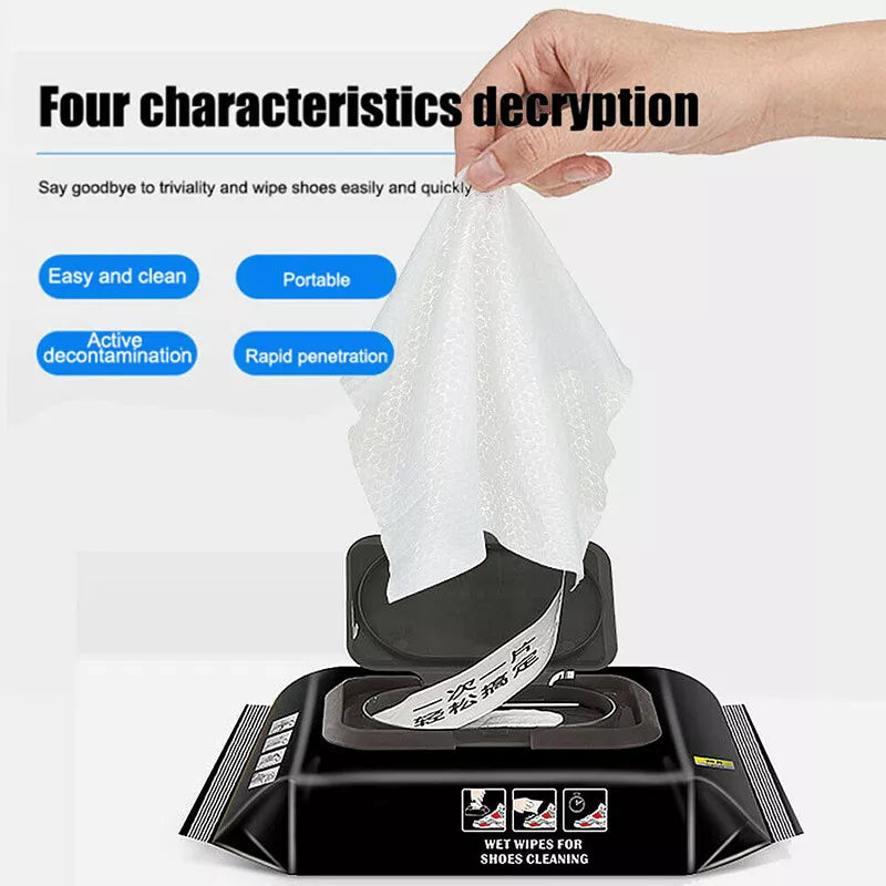 Shoe Wipes | 80 Pcs Instant Cleaner | Quick Dirt & Stain Removal | Shoe Cleaning Kit