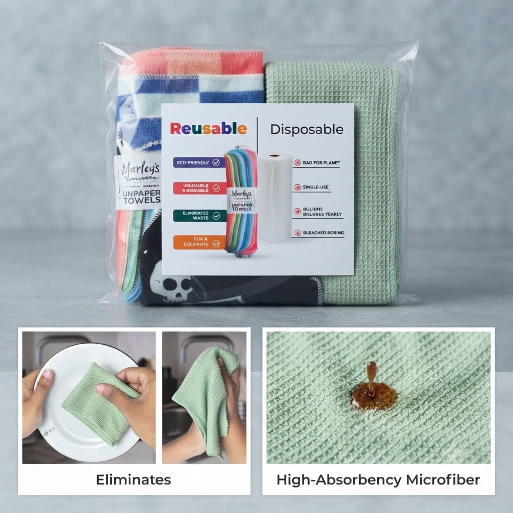 Pack of 6 - Kitchen Reusable UNpaper Towels