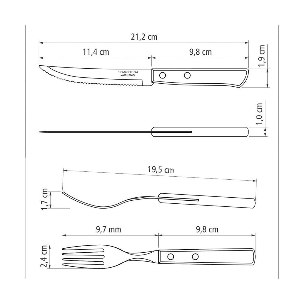 Tramontina Since 1911 Made In Brazil Tramontina 12-Piece Barbecue Flatware With Stainless-Steel Blades And Treated Red Polywood Handles
