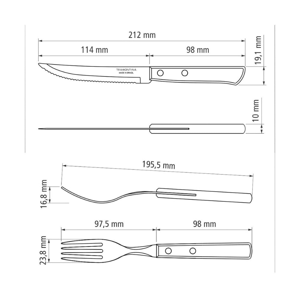 Tramontina Since 1911 Made In Brazil Tramontina 12-Piece Barbecue Flatware With Stainless-Steel Blades And Treated Red Polywood Handles