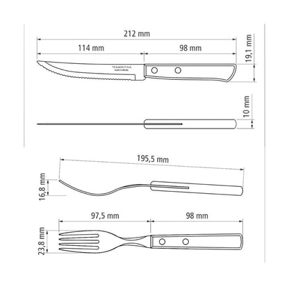 Tramontina Since 1911 Made In Brazil Tramontina 12-Piece Barbecue Flatware With Stainless-Steel Blades And Treated Red Polywood Handles