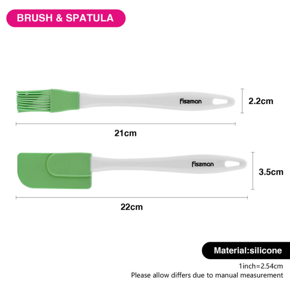Fissman Brush And Spatula Perfect Set For Baking Green 24cm