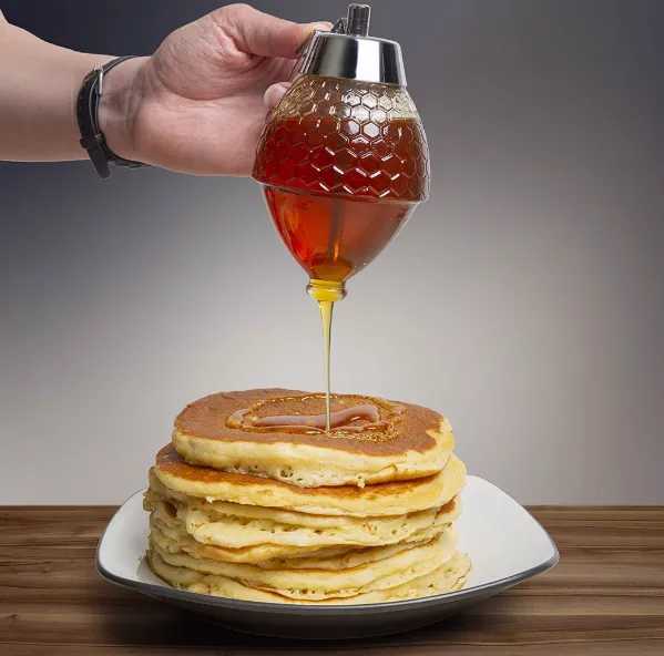 Honey Dispenser with Stand Honey Container, Syrup and Sugar Jar Pot