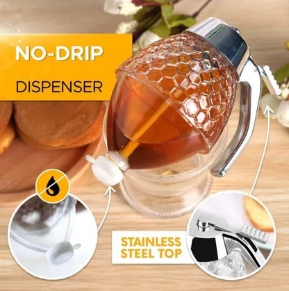Honey Dispenser with Stand Honey Container, Syrup and Sugar Jar Pot